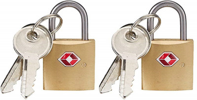 Skywalk Set of 2 TSA Approved Brass Key Lock/Travel Luggage Suitcase Bag Brass Padlocks with 2 Key Safety Lock(Multicolor)