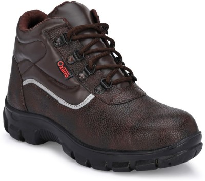 Ozarro Steel Toe Leather Safety Shoe(Brown, S1, Size 8)