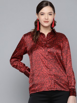SASSAFRAS Women Printed Casual Red Shirt