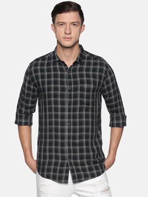 SHOWOFFFF Men Checkered Casual Black Shirt