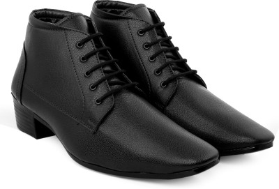 BXXY Men's Height Increasing Formal Derby Party Wear Lace-up Boots Derby For Men(Black)