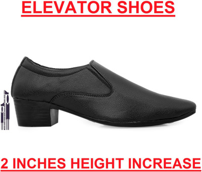 BXXY Men's Height Increasing Formal Slip-on Dress Shoes Slip On For Men(Black , 9)