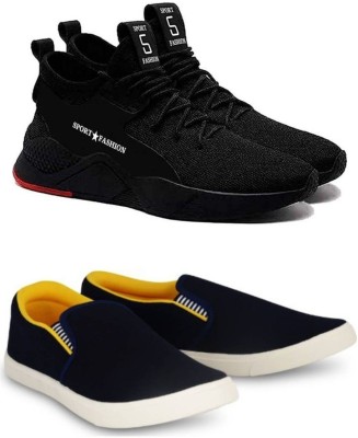 WELDONE Sneakers For Men(Yellow, Black , 6)