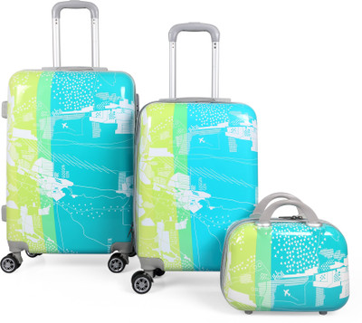 POLO CLASS 2Pc Set Trolley Bag (20/28 inch) with 1Pc Vanity Bag - Green Expandable  Cabin & Check-in Set 4 Wheels - 28 inch