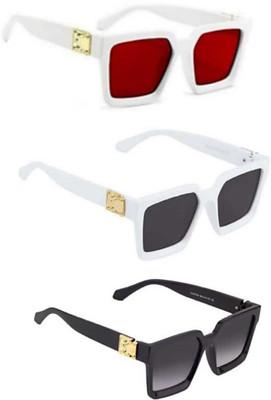 New Specs Rectangular Sunglasses(For Men & Women, Blue, Black, Black)
