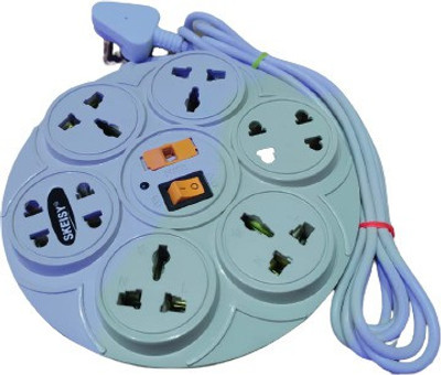 Leavess 8+1 Multi Plug Points Universal Sockets Strip, LED Indicator & Master Switch 8  Socket Extension Boards(White, Yellow, 3 m)