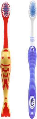 Maxi Family Pack Toothbrush Combo-(8 Adults) Tiger Toothbrush, (4 Kids) Goldie Junior Toothbrush Soft Toothbrush(Pack of 12)