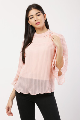 AskStar Casual Embellished Women Pink Top