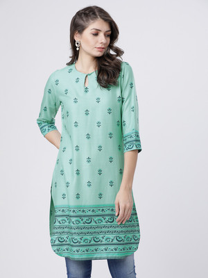Vishudh Casual Printed Women Green Top