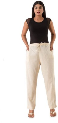 HNV STYLE Relaxed Women White Trousers