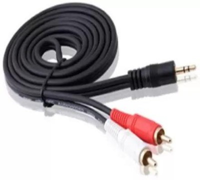 RRHR SALES  TV-out Cable TV-out Cable 1.5 meter Stereo AUX 3.5mm male Jack to 2 Male Speaker Amplifier Connect RCA Audio Video Cable(Black, For Home Theater, 1.5 m)