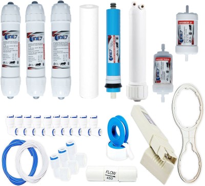 One7 Complete RO service filter kit of 100 GPD HI TDS (3000) Hi FLow Membrane, UF, Mineral, Inline and TDS Meter with All accessories (Suitable For all water purifier) Solid Filter Cartridge(0.5, Pack of 27)