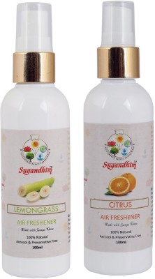 Sugandhim Air Freshner Lemongrass and Citrus for Home |Office|Help to mask or eliminate unpleasant Odor|Non Toxic & Non Chemical| 100 ML Pack of 2 Spray(2 x 100 ml)