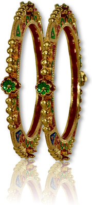 Jewelopia Alloy Gold-plated Bangle Set(Pack of 2)