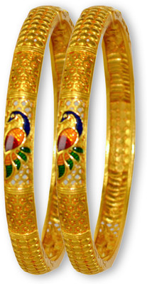 Jewelopia Alloy Gold-plated Bangle Set(Pack of 2)