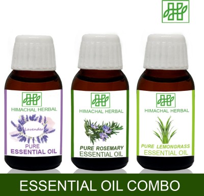 Himachal Herbal LAVENDER-ROSEMARY-LEMONGRASS ESSENTIAL OIL FOR COSMETIC SOAP MAKING AROMATHERAPY-3PC EACH 10ML(30 ml)