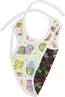 Superbottoms WaterProof Apron Style Reversible Bib for babies with crumb catcher(LoveEarth+Shrubbery Print)(Multicolor)