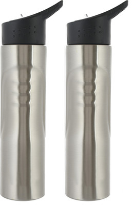 KUBER INDUSTRIES 700 ml Steel Bottle(Pack of 2, Silver)