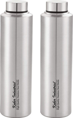 KUBER INDUSTRIES 900 ml Steel Bottle(Pack of 2, Silver)