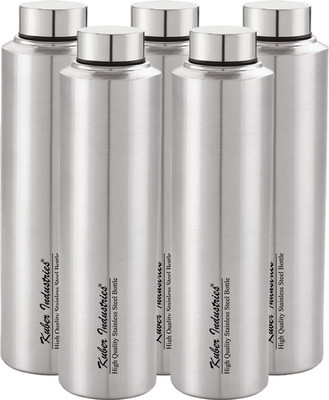 KUBER INDUSTRIES 700 ml Steel Bottle(Pack of 5, Silver)