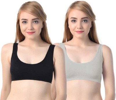 ComfyStyle women sports bra Women Sports Non Padded Bra(Black, Grey)