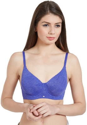 SOIE Woman's Full Coverage Non padded Wired Bra Women T-Shirt Non Padded Bra(Blue)