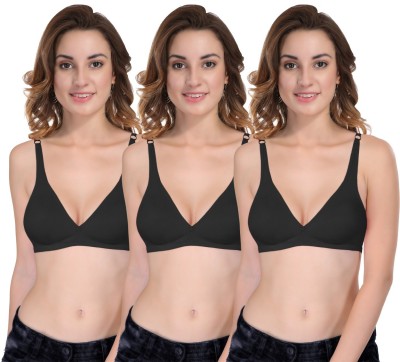 Featherline Casual Non Padded Non Wired Seamless Women's T-shirt Bra Women T-Shirt Non Padded Bra(Black)