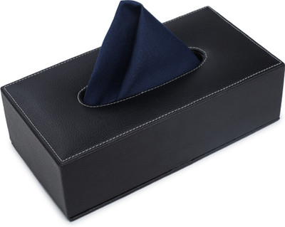Azyeea 1 Compartments Faux Leather Tissue Paper Holder(Black)