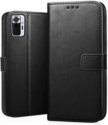 GoPerfect Flip Cover for Xiaomi Redmi Note 10 Pro |Leather Finish Flip Cover|Inbuilt Stand & Inside Pockets(Black, Magnetic Case, Pack of: 1)