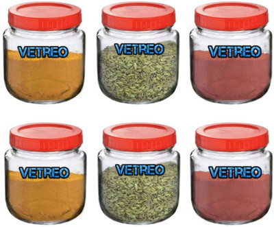 vetreo Glass Grocery Container  - 500 ml(Pack of 6, Clear)