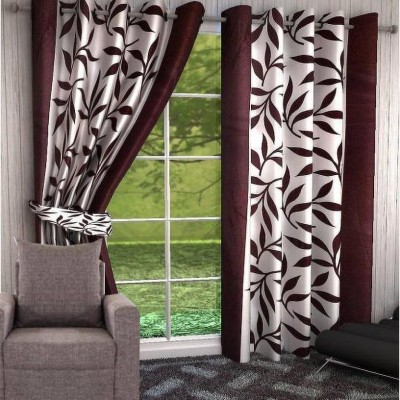 Mclimb 152.1 cm (5 ft) Polyester Semi Transparent Window Curtain (Pack Of 2)(Floral, BRNJC)