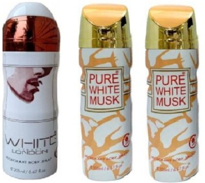 St. Louis PURE WHITE MUSK 2, WHITE LONDON Body Spray  -  For Men & Women(600 ml, Pack of 3)