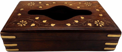 Voody 1 Compartments Wooden Tissue Holder(Brown)