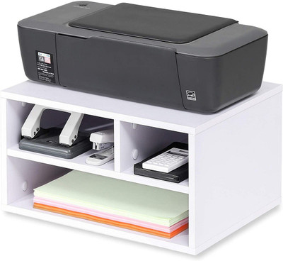 UniAart 3 Compartments Wooden Printer Stand(White)