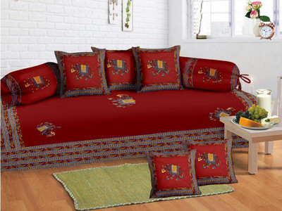 KUBER INDUSTRIES Cotton Abstract Diwan Set(Maroon)