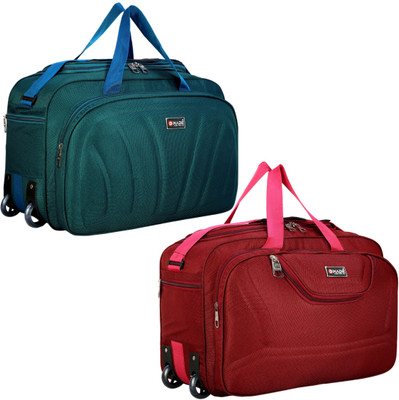 Dmade (Expandable) Combo Waterproof light weight premium quality travel duffel bag with two wheels pack of two luggage bag strolley bag Travel Duffel Bag Duffel With Wheels (Strolley)