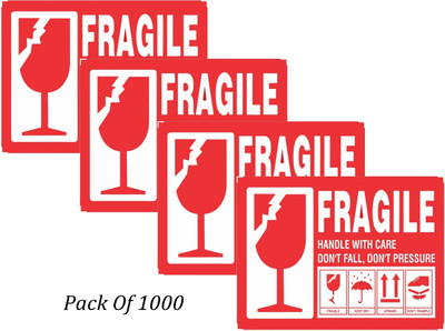 Shri R K 10 cm Fragile Self Adhesive Stickers-(Pack Of 1000) Self Adhesive Sticker(Pack of 1000)