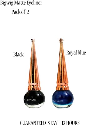 Bigwig MATTE Liquid Long Lasting Waterproof Eyeliner (Black\ROYAL Blue) (Pack of 2) 9 ml(BLACK, ROYAL BLUE)