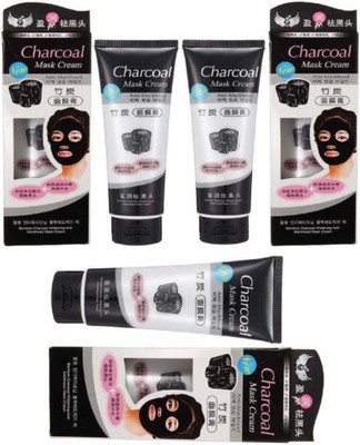 Glamezone Charcoal Deep Cleansing & Instant Glow and Anti-Blackhead Suction Mask Cream 130g × 3 Pack Of 3(390 g)
