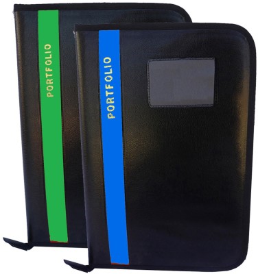 Kopila Faux Leather File Folders(Set Of 2, Green,Sky Blue, Black)
