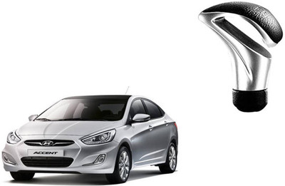 Buras LEATHER AND ALLUMINIUM FOR HYUNDAI ACCENT CAR Gear Knob(Silver, Black)