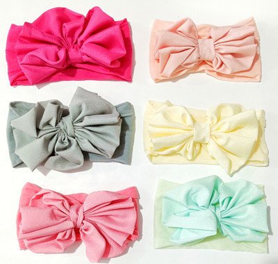 HOMEMATES multi-coloured baby girl kids elastic 6 PCS with gift box-pink Head Band(Multicolor)