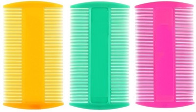 Nyamah sales Plastic Double Sided Head Lice Comb Narrow Tooth Lice Remove Hair Combs for Styling Tools Multicolor (Pack of 3)