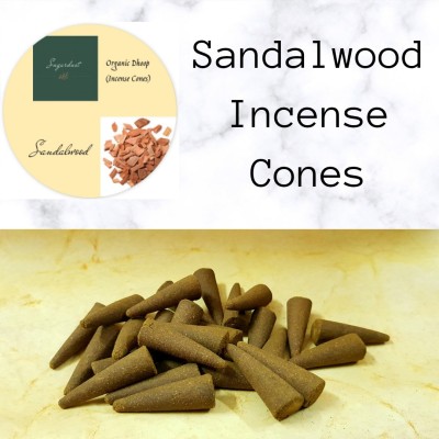 Sugardust Organic Incense Cones | Sandalwood | Dhoop batti (32 Cones) (4.5cm Height 1.5cm Thick) Sandalwood(32, Set of 1)