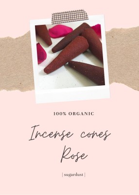 Sugardust Incense Cones | Rose | Dhoop batti (32cones) (Length 4.5cm Thickness 1.5cm) Rose(32, Set of 1)