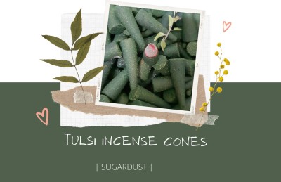 Sugardust Organic Incense Cones| Tulsi | Dhoop batti (32 Cones) (4,5cm Length 1.5cm Thick) Tulsi(32, Set of 1)