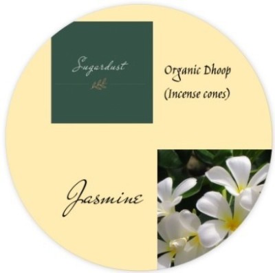 Sugardust Organic Incense Cones| Jasmine | Dhoop batti (32 Cones) (4.5cm Height 1.5cm Thick) Jasmine(32, Set of 1)
