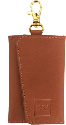 CANVAS & AWL Tan Genuine Leather Key Pouch with Belt Hook Key Case Key Chain