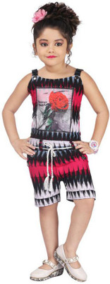 Samshil Fashion Baby Girls Party(Festive) Top Shorts(black , pink)