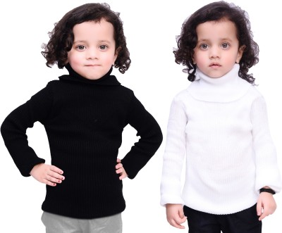 THE LITTLE BOY Baby Girls Casual Wool Blend Sweater Top(Black, Pack of 2)